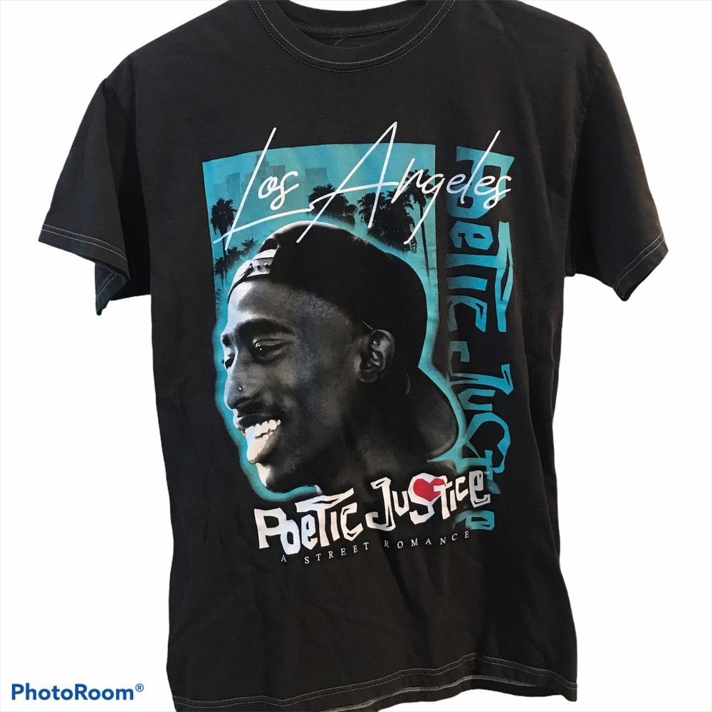 Philcos Poetic Justice T-Shirt Medium Black Excellent Tupac Graphic Tee